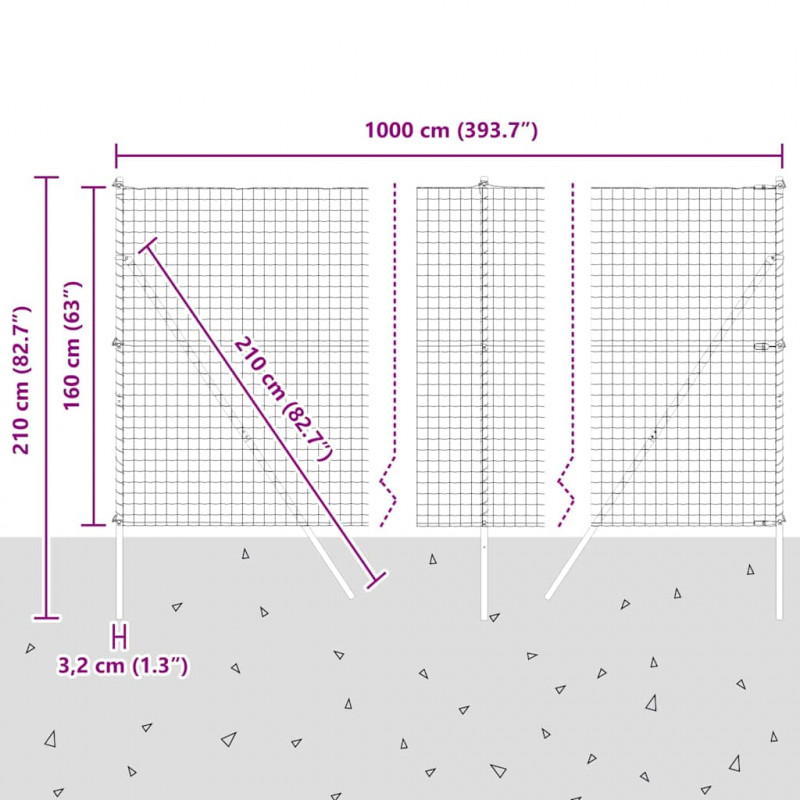 Ogrodzenie z słupkiem Szary 1,6 x 10 m Stal i PVC
