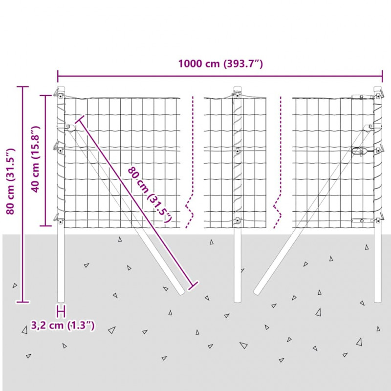 Ogrodzenie z słupkiem Szary 0,4 x 10 m Stal i PVC