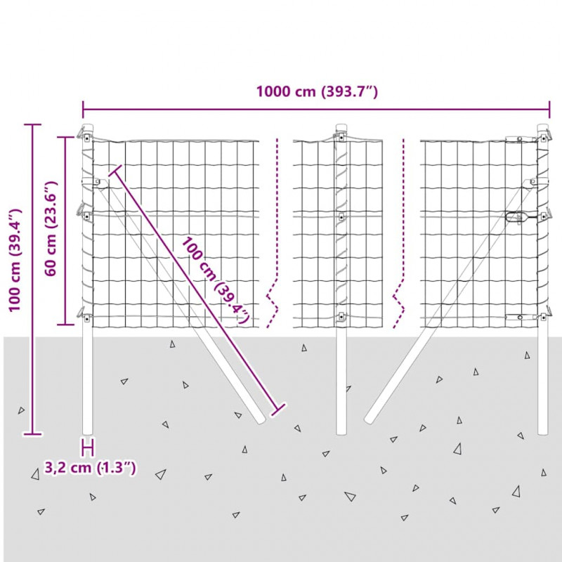Ogrodzenie z słupkiem Szary 0,6 x 10 m Stal i PVC