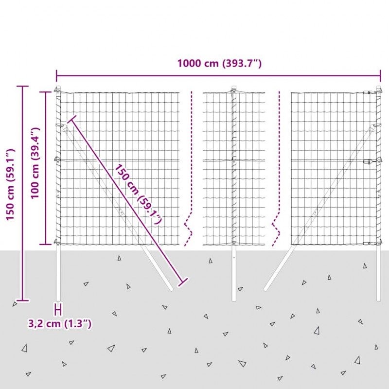 Ogrodzenie z słupkiem Szary 1 x 10 m Stal i PVC