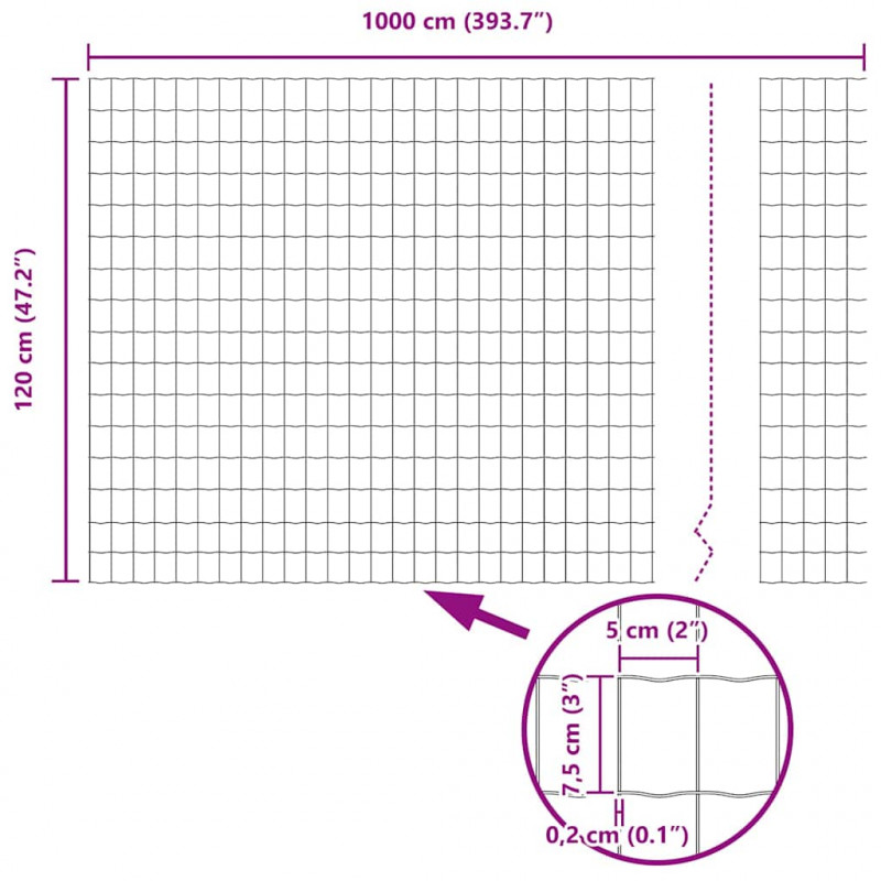 Ogrodzenie z słupkiem Szary 1,2 x 10 m Stal i PVC