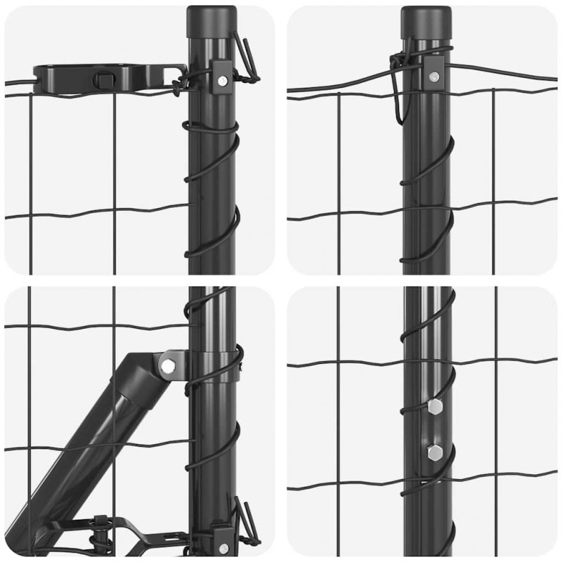 Ogrodzenie z słupkiem Szary 1,6 x 10 m Stal i PVC