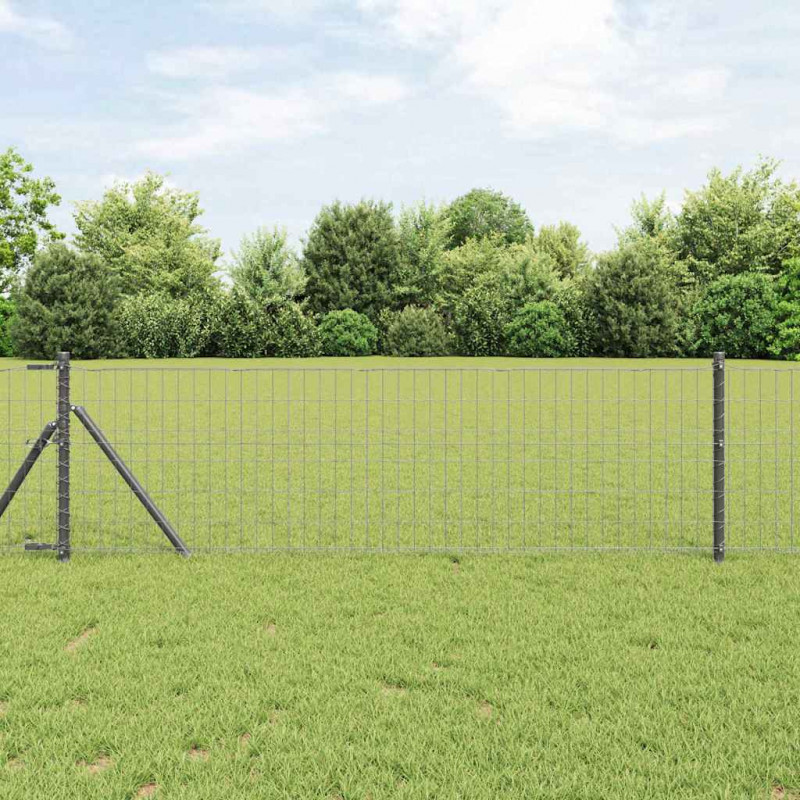 Ogrodzenie z słupkiem Szary 0,4 x 10 m Stal i PVC