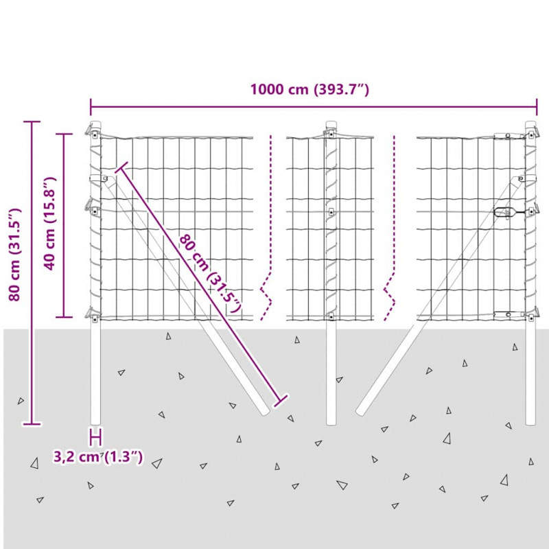 Ogrodzenie z słupkiem Szary 0,4 x 10 m Stal i PVC