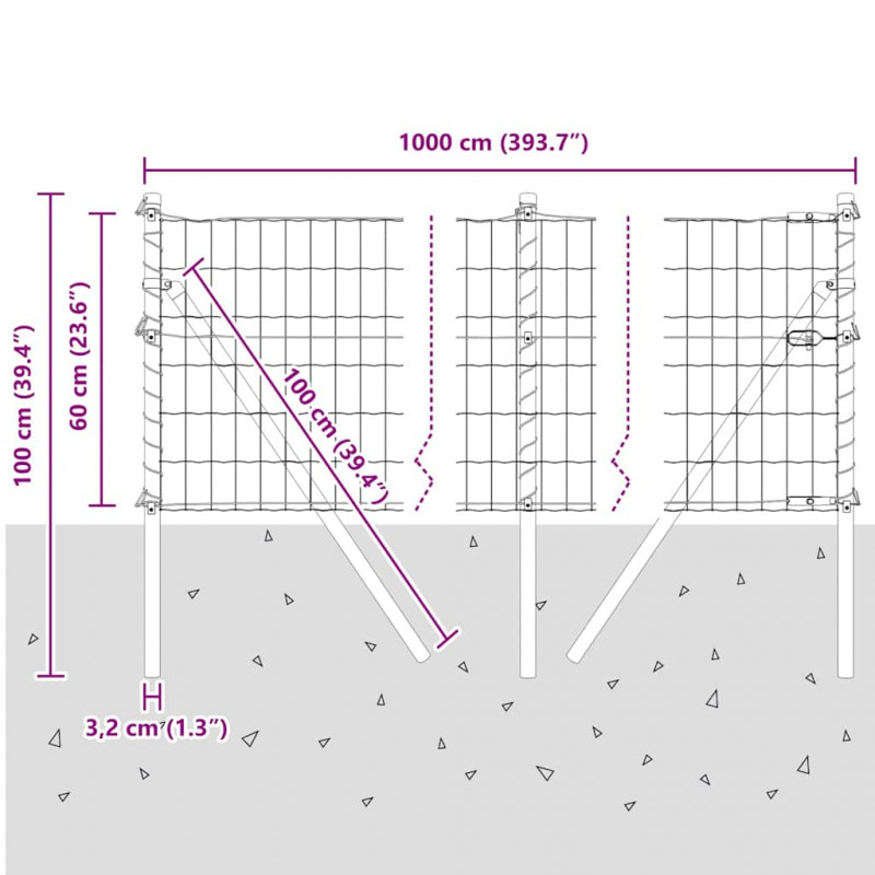 Ogrodzenie z słupkiem Szary 0,6 x 10 m Stal i PVC