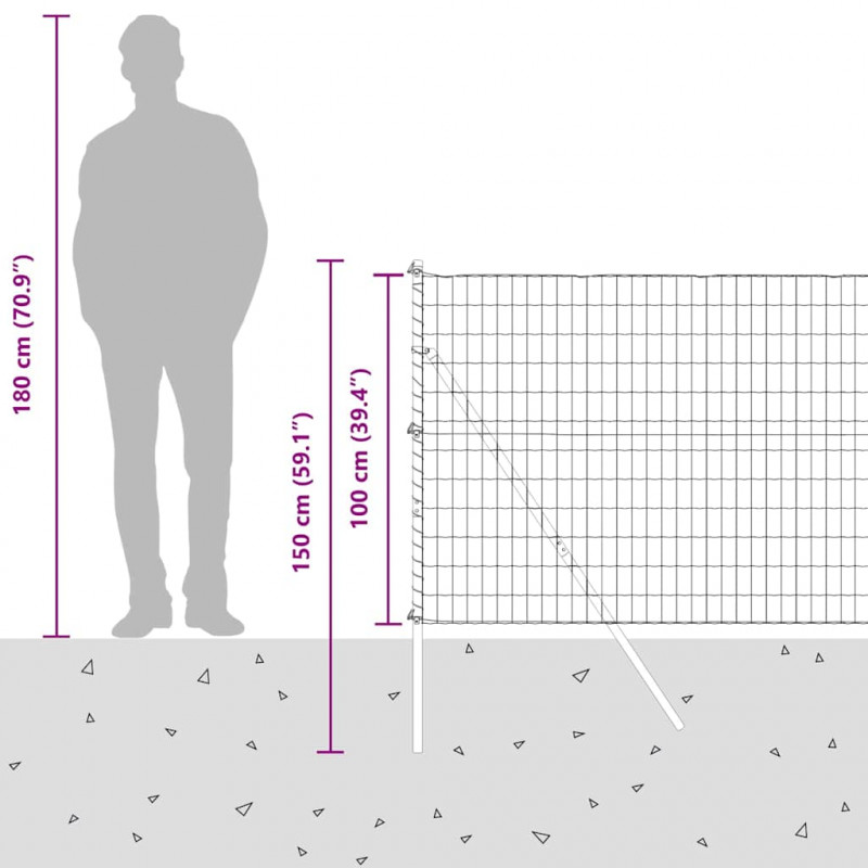 Ogrodzenie z słupkiem Szary 1 x 10 m Stal i PVC
