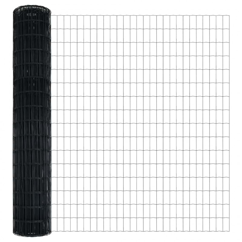 Ogrodzenie z słupkiem Szary 1,5 x 10 m Stal i PVC