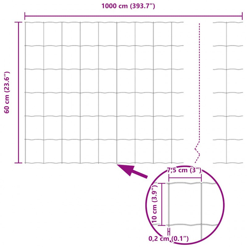 Ogrodzenie z słupkiem Szary 0,6 x 10 m Stal i PVC