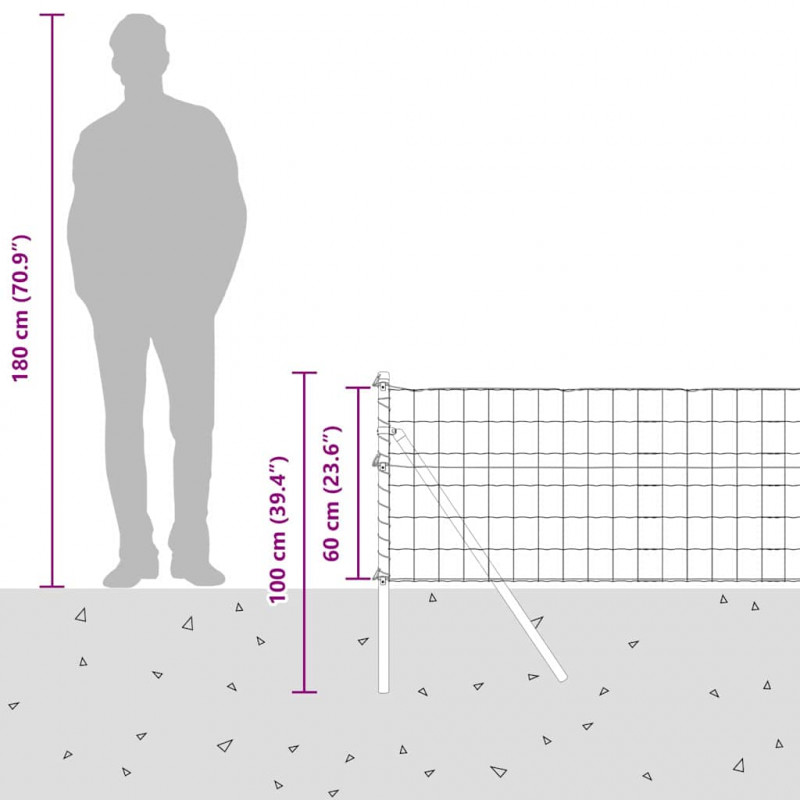 Ogrodzenie z słupkiem Szary 0,6 x 10 m Stal i PVC