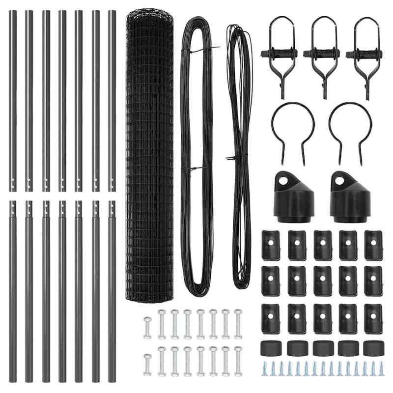 Ogrodzenie z słupkiem Szary 1,6 x 10 m Stal i PVC