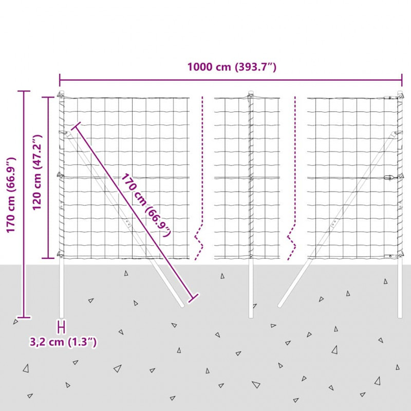 Ogrodzenie z słupkiem Szary 1,2 x 10 m Stal