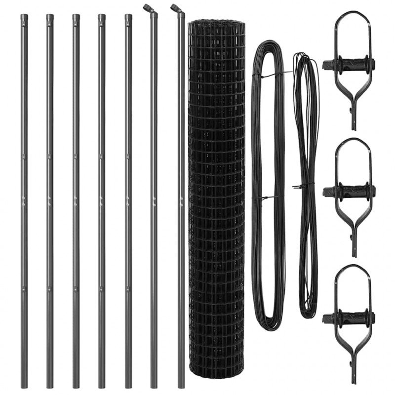 Ogrodzenie z słupkiem Szary 1,5 x 10 m Stal