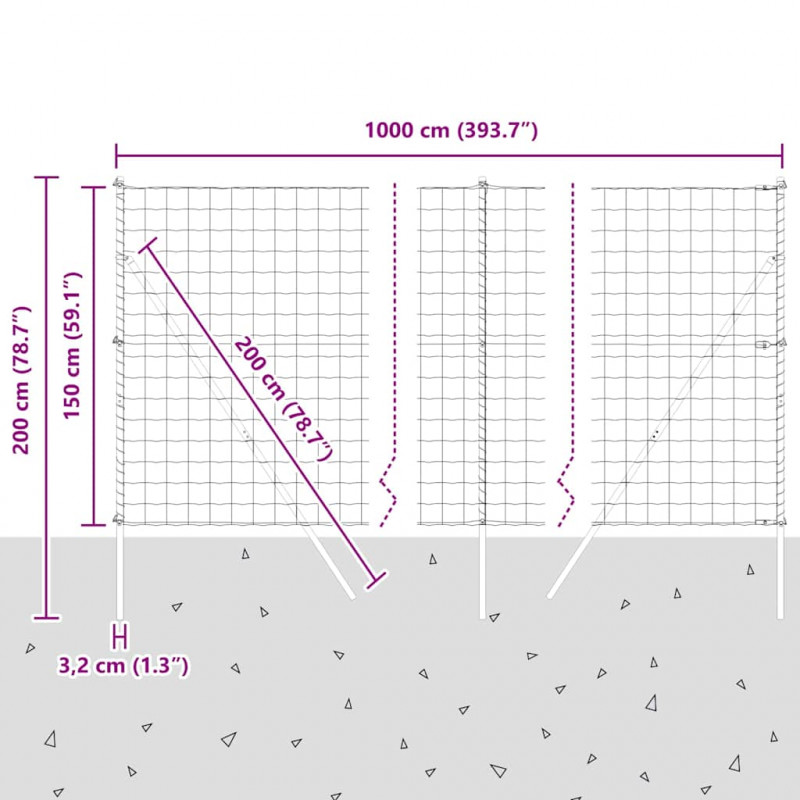 Ogrodzenie z słupkiem Szary 1,5 x 10 m Stal