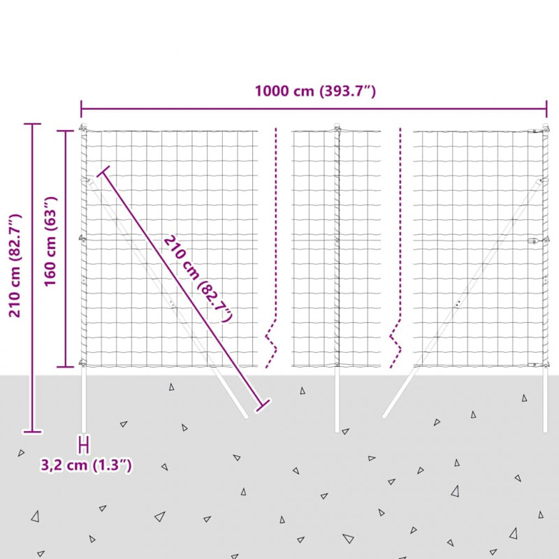 Ogrodzenie z słupkiem Szary 1,6 x 10 m Stal i PVC