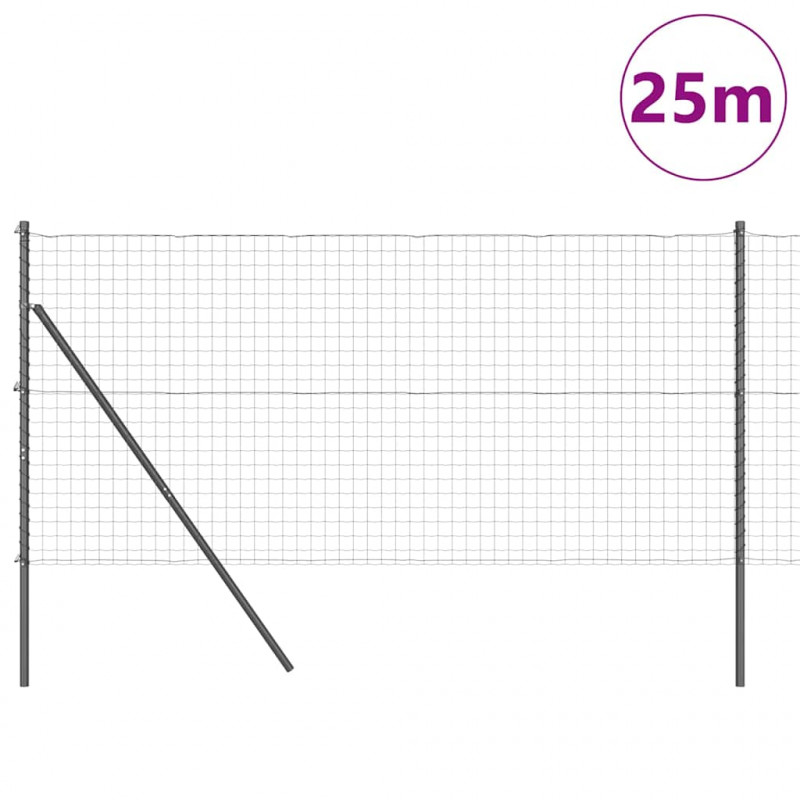 Ogrodzenie z słupkiem Szary 1 x 25 m Stal i PVC