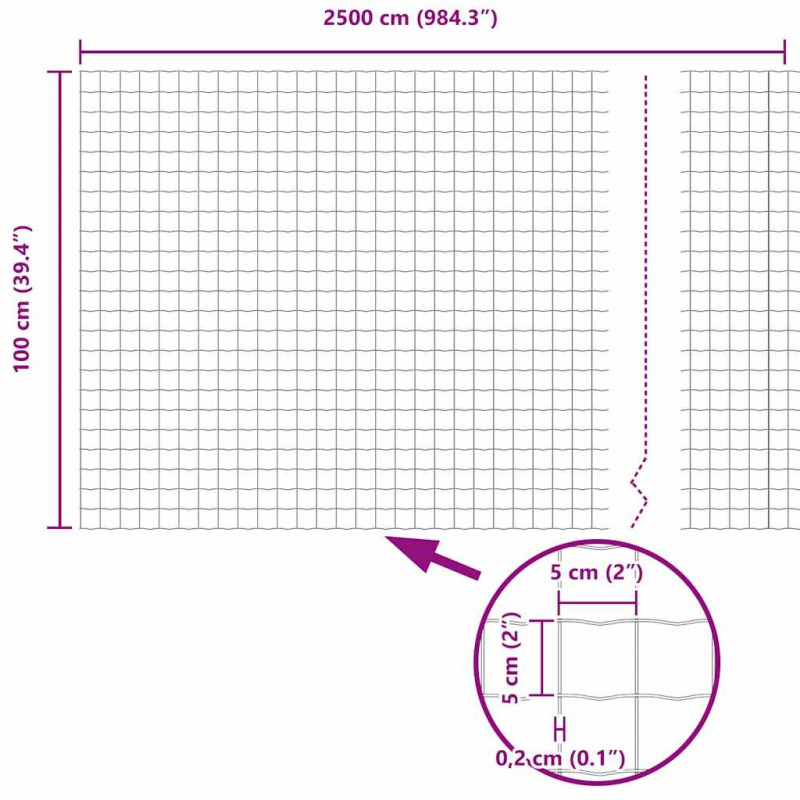 Ogrodzenie z słupkiem Szary 1 x 25 m Stal i PVC