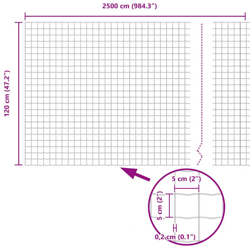 Ogrodzenie z słupkiem Szary 1,2 x 25 m Stal i PVC