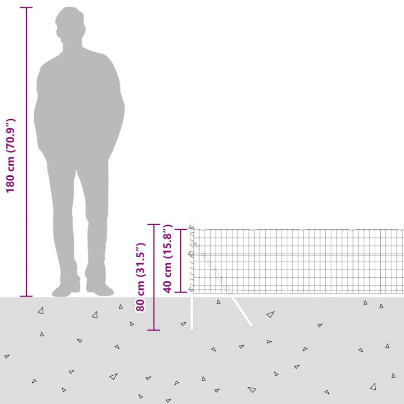Ogrodzenie z słupkiem Szary 0,4 x 25 m Stal i PVC