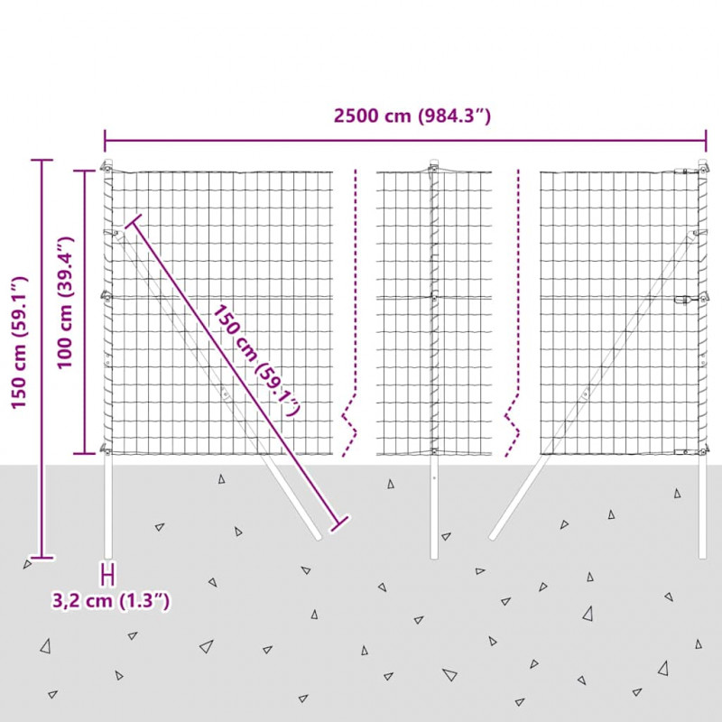 Ogrodzenie z słupkiem Szary 1 x 25 m Stal i PVC