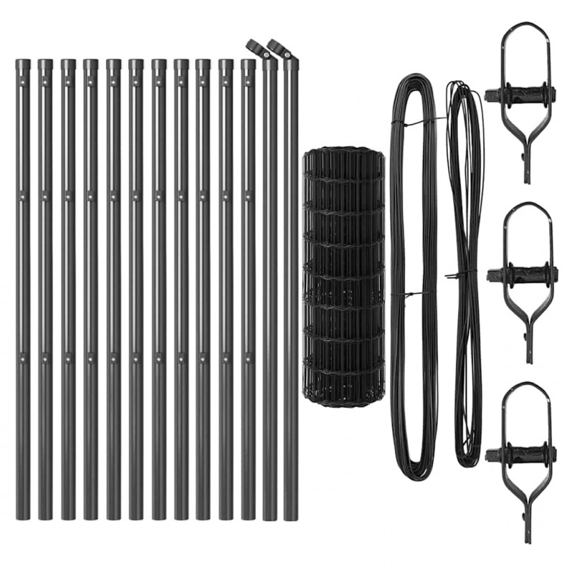 Ogrodzenie z słupkiem Szary 0,6 x 25 m Stal i PVC