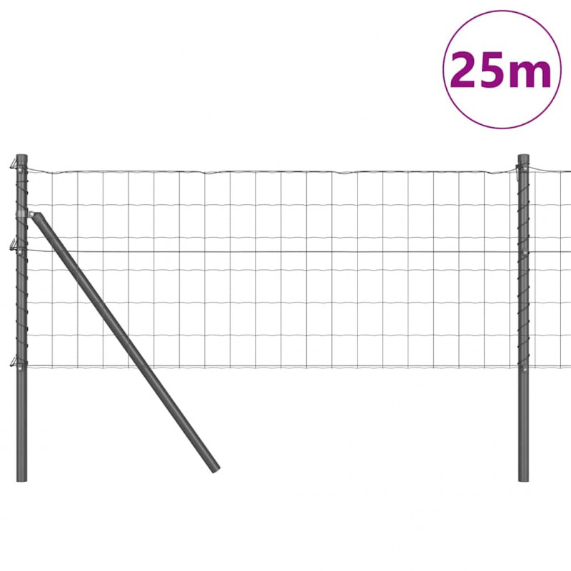 Ogrodzenie z słupkiem Szary 0,6 x 25 m Stal i PVC