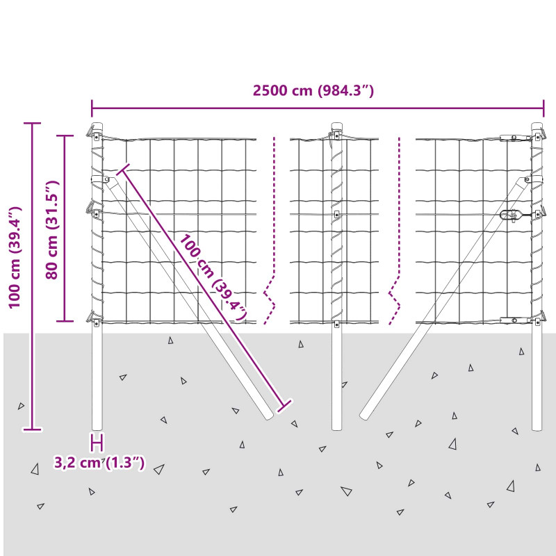 Ogrodzenie z słupkiem Szary 0,8 x 25 m Stal i PVC