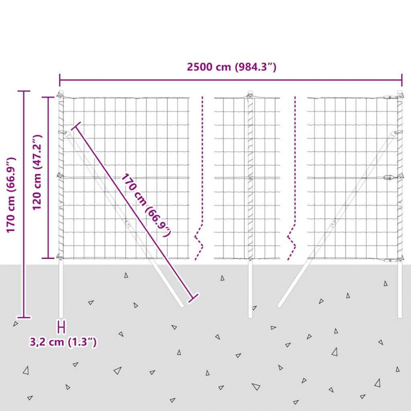 Ogrodzenie z słupkiem Szary 1,2 x 25 m Stal i PVC