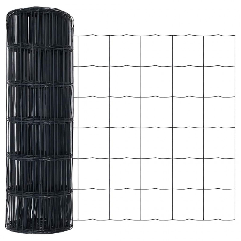 Ogrodzenie z słupkiem Szary 0,4 x 25 m Stal i PVC