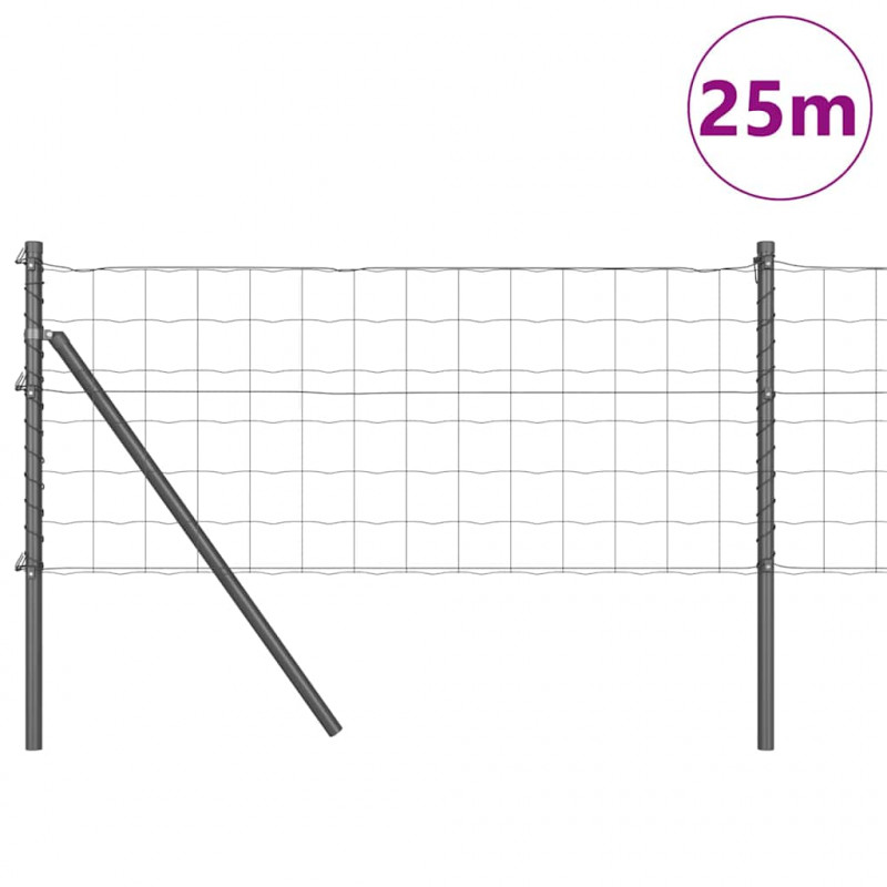 Ogrodzenie z słupkiem Szary 0,6 x 25 m Stal i PVC