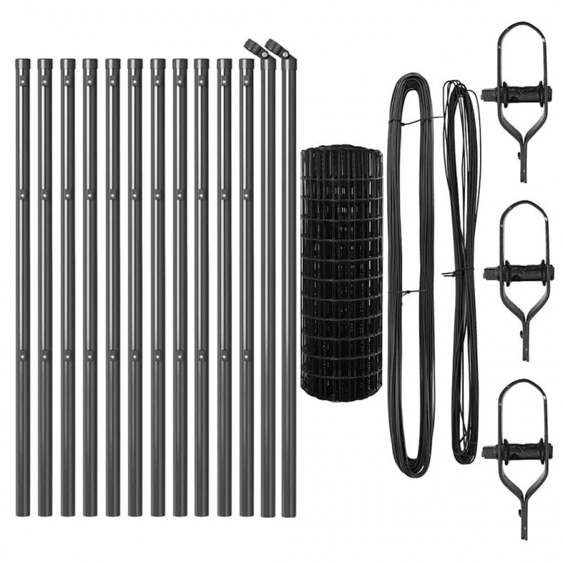 Ogrodzenie z słupkiem Szary 0,6 x 25 m Stal i PVC