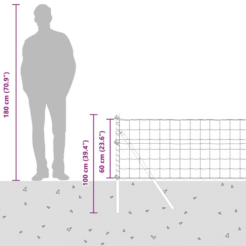 Ogrodzenie z słupkiem Szary 0,6 x 25 m Stal i PVC