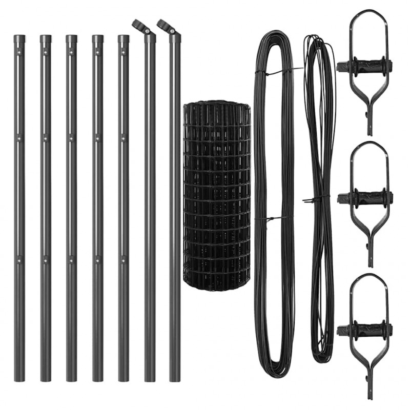 Ogrodzenie z słupkiem Szary 0,8 x 25 m Stal