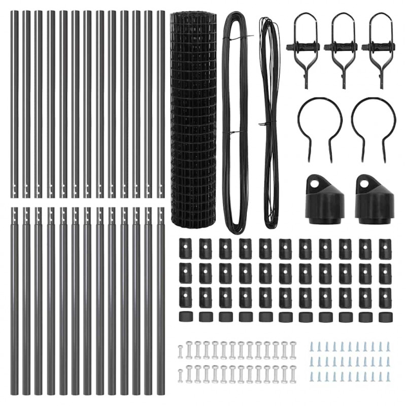 Ogrodzenie z słupkiem Szary 1 x 25 m Stal