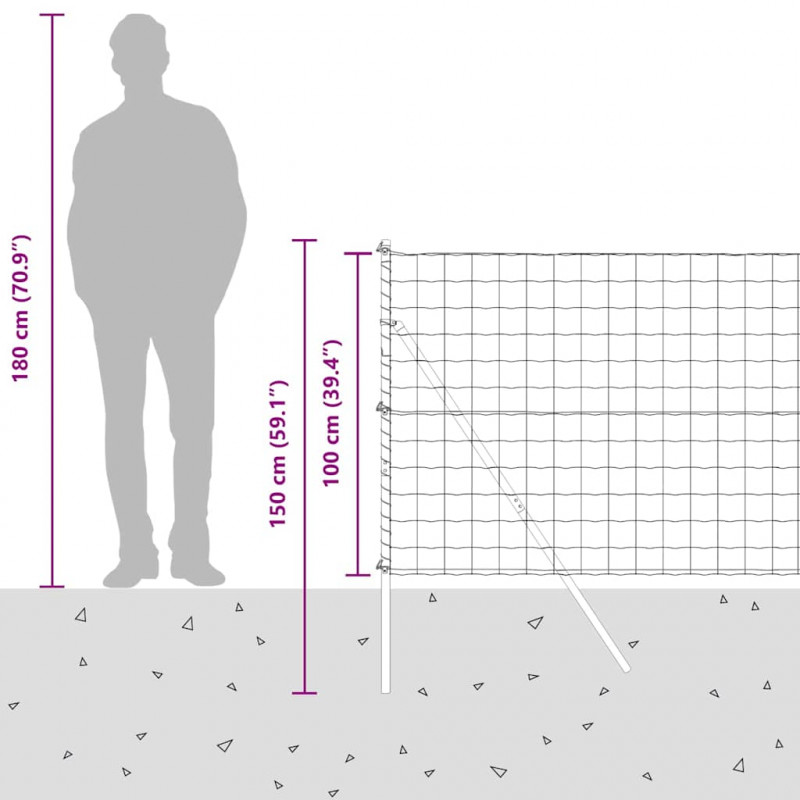 Ogrodzenie z słupkiem Szary 1 x 25 m Stal