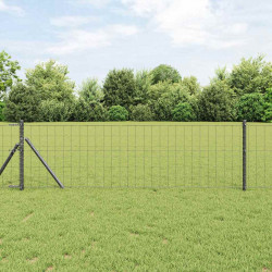 Ogrodzenie z słupkiem Szary 0,6 x 50 m Stal i PVC