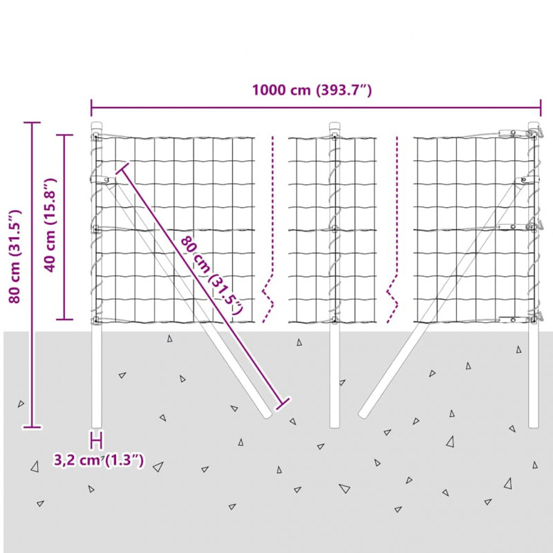 Ogrodzenie z słupkiem Szary 0,4 x 10 m Stal i PVC