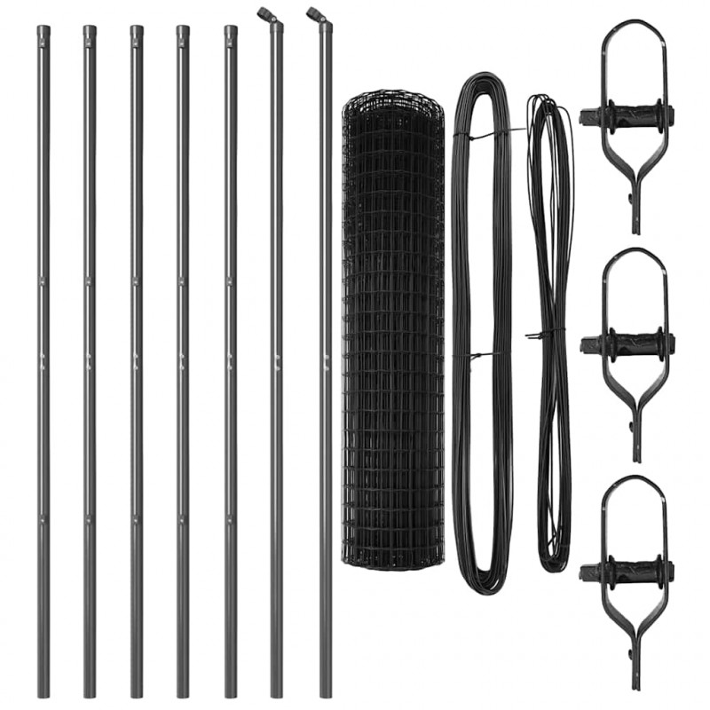 Ogrodzenie z słupkiem Szary 1 x 10 m Stal