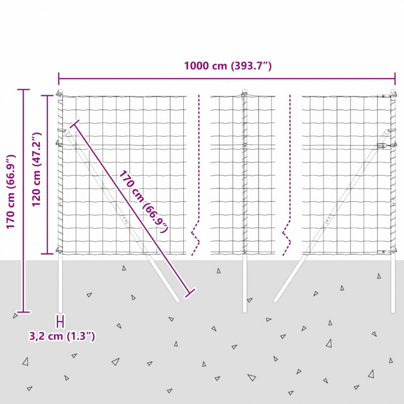 Ogrodzenie z słupkiem Szary 1,2 x 10 m Stal