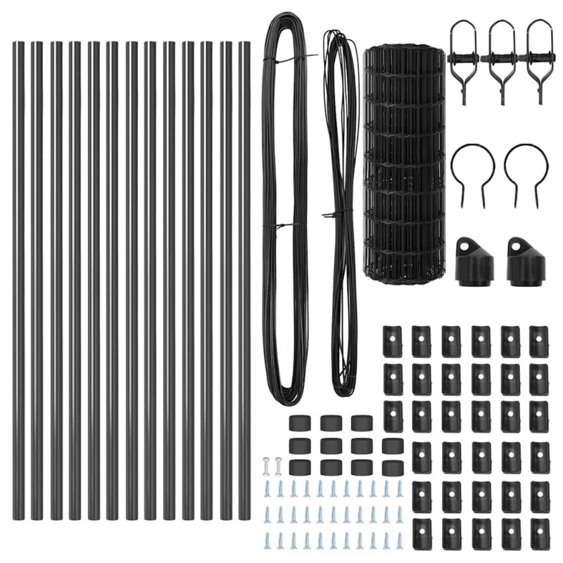 Ogrodzenie z słupkiem Szary 0,6 x 25 m Stal i PVC