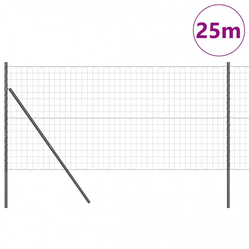 Ogrodzenie z słupkiem Szary 1 x 25 m Stal