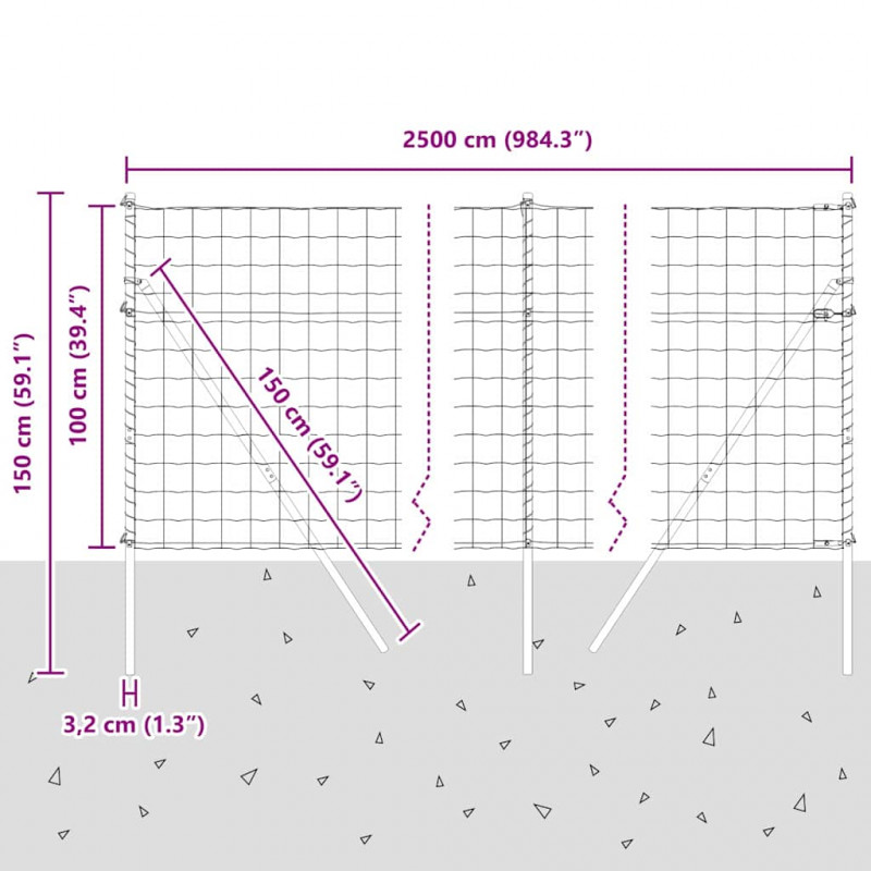 Ogrodzenie z słupkiem Szary 1 x 25 m Stal