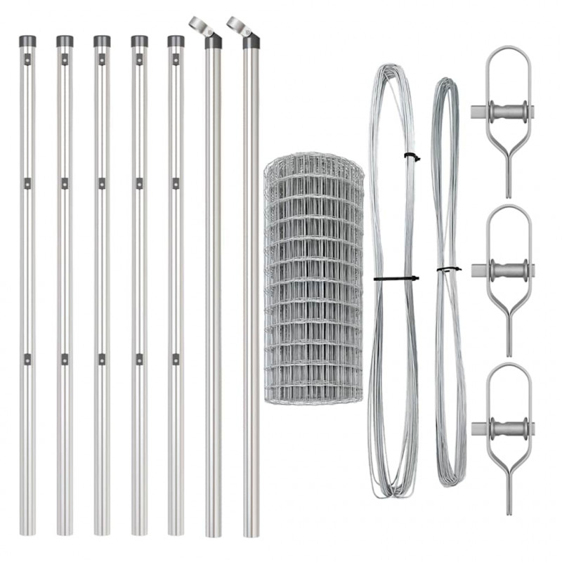 Ogrodzenie z słupkiem Srebrny 0,4 x 10 m Stal i PVC