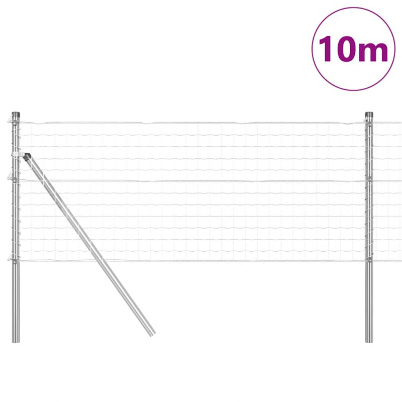 Ogrodzenie z słupkiem Srebrny 0,6 x 10 m Stal i PVC