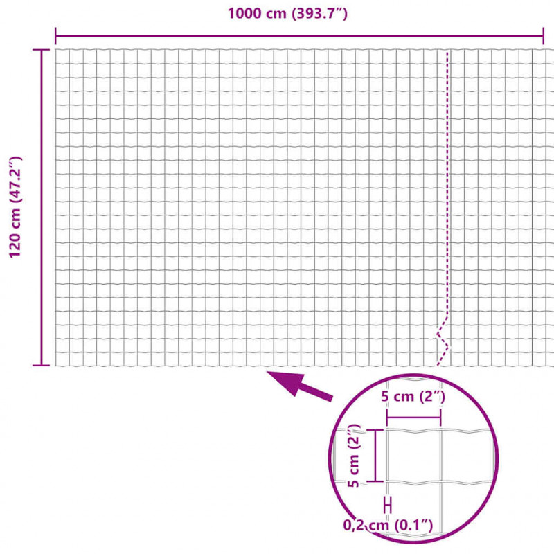 Ogrodzenie z słupkiem Srebrny 1,2 x 10 m Stal i PVC