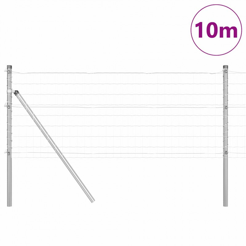 Ogrodzenie z słupkiem Srebrny 0,4 x 10 m Stal i PVC