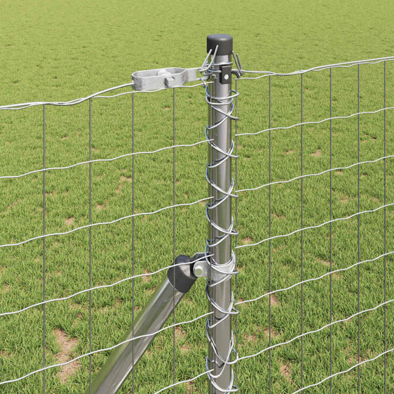 Ogrodzenie z słupkiem Srebrny 1 x 10 m Stal i PVC