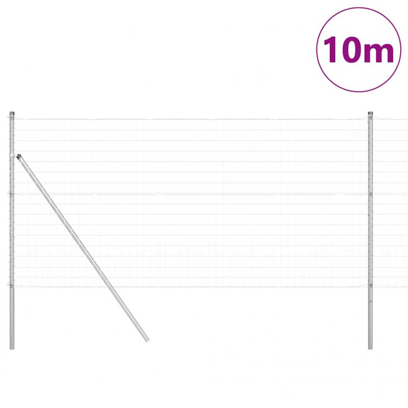 Ogrodzenie z słupkiem Srebrny 1,4 x 10 m Stal i PVC