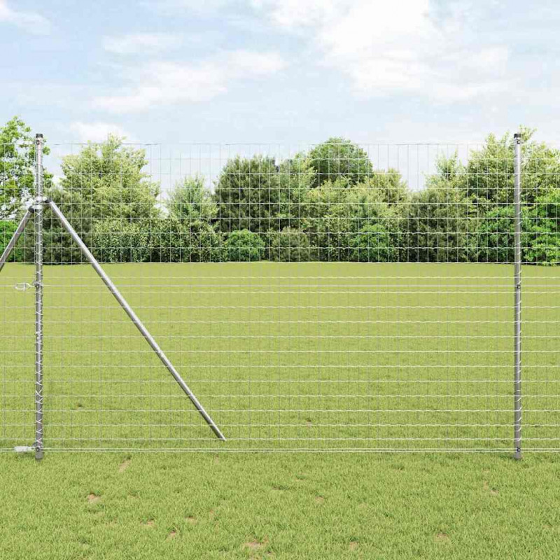 Ogrodzenie z słupkiem Srebrny 1,6 x 10 m Stal i PVC