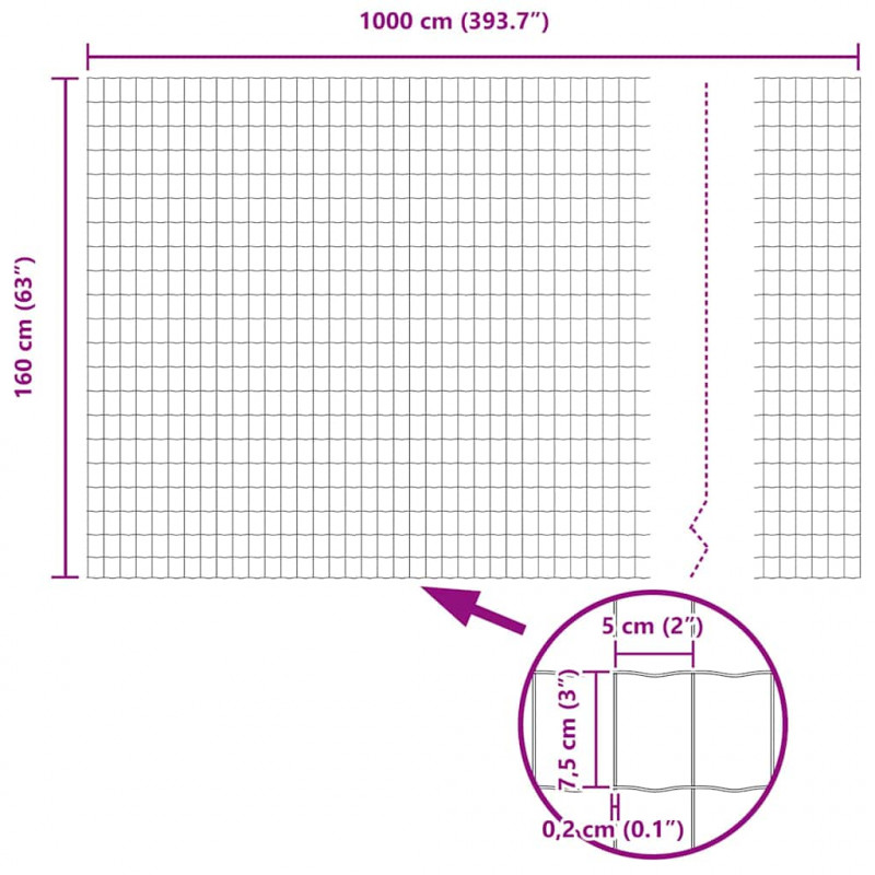 Ogrodzenie z słupkiem Srebrny 1,6 x 10 m Stal i PVC