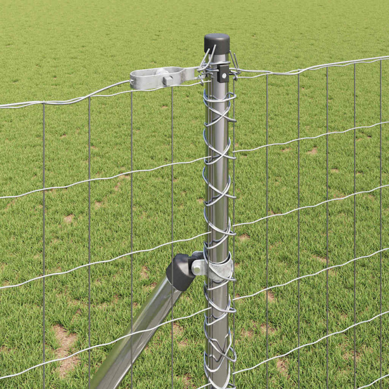 Ogrodzenie z słupkiem Srebrny 1 x 10 m Stal i PVC